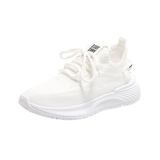 夏季【新款网鞋女 飞织鞋透气厚底增高】舒适休闲 简约网面小白鞋跑步 商品图5