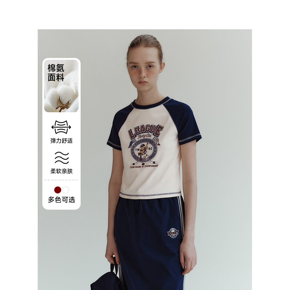 TeenieWeenie小熊卡通字母短袖圆领T恤女夏季女t恤TTRA246417N