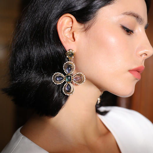 Rococo洛可可系列｜安娜公主十字蓝色耳环 商品图3