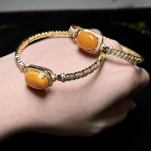 S925蜜蜡手环-老蜜蜡编织纹蛋面 商品图0