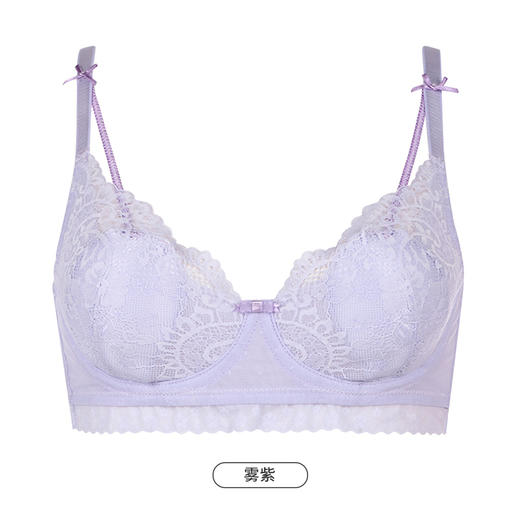 都市丽人自然舒适内衣女蕾丝文胸B杯适穿3/4杯超薄款速干软钢圈三排扣LB43C1 商品图11