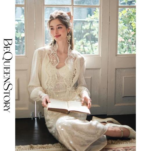 【大货捡漏，不退不换】  【花期美梦】法式重工亮片绣花蕾丝肌理感纯欲性感V领吊带 商品图3