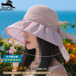 TZW-亚麻拼接透气防晒渔夫帽韩国女夏季防紫外线遮阳帽优雅百搭太阳帽