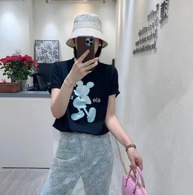 女国风贴米奇圆领T6033