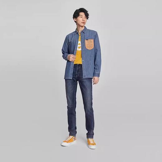 Lee商场同款24早春新品舒适版PU口袋拼接中蓝色男长袖牛仔衬衫潮LMT0069975FQ00FA05307 商品图1