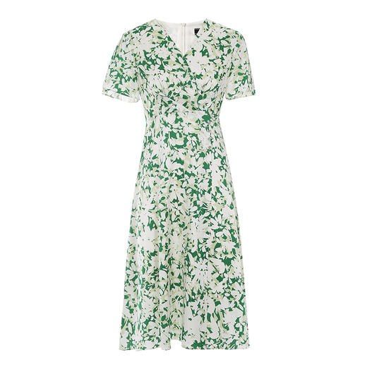 EITIE爱特爱夏季新款印花时尚气质V领显瘦高腰连衣裙7407107 商品图5