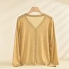 2024年秋款天丝开衫小众V领外套上衣女宽松百搭 商品缩略图1