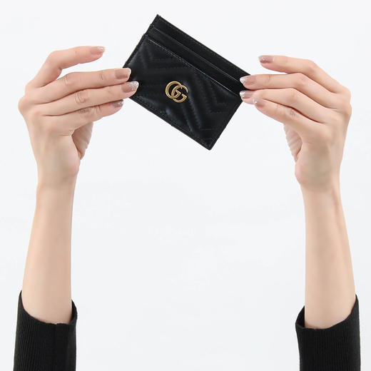 GUCCI 古驰 女士 GG Marmont系列 卡片夹 黑色 443127 DTD1T 1000 商品图3