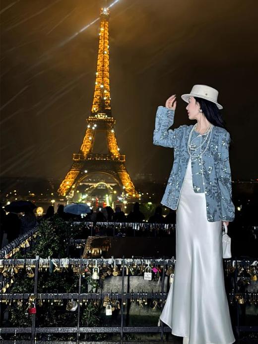 BeQueenStory【暗香浮动】新中式重工珠片绣斜门襟提花水洗牛仔外套 商品图8