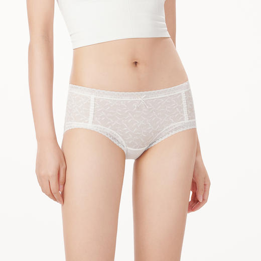 都市丽人基础系列蕾丝网布内裤女锦提花女士内裤中腰平角内裤LK45C6 商品图1