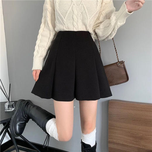 春夏新款【设计感毛呢半身裙】微胖mm高腰a字包臀短裙 大码显瘦小黑裙 商品图5