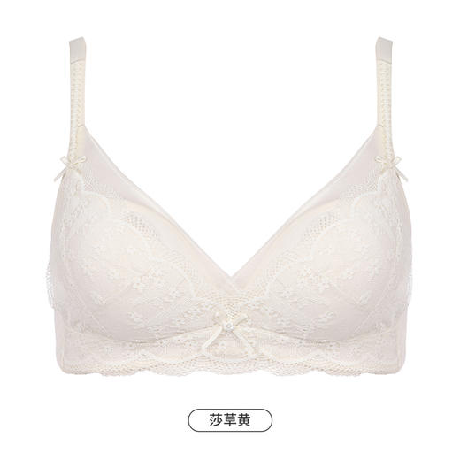 都市丽人自然舒适3D花形杯内衣女蕾丝文胸AB杯3/4杯双厚度无钢圈三排扣LB41C4 商品图12