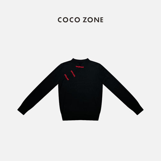 COCO ZONE国风盘扣斜襟设计感立领羊毛针织衫 CC2A0150 商品图1