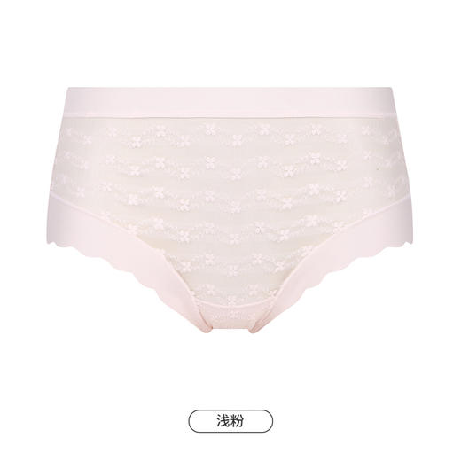 都市丽人基础系列蕾丝网布内裤女蕾丝女士内裤中腰平角内裤LK45C1 商品图12