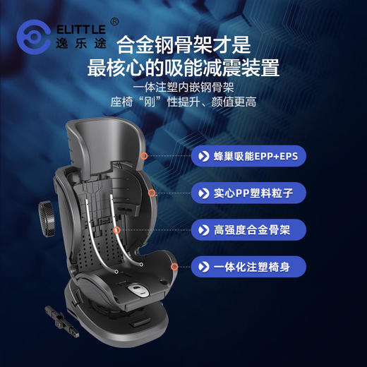elittle逸乐途360度旋转儿童安全座椅0-12岁汽车载宝宝婴儿小骑士 商品图3