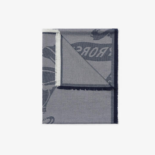 BURBERRY 巴宝莉 男女通用马术骑士徽标羊毛混纺围巾 蓝色 8083296 A1474 商品图1