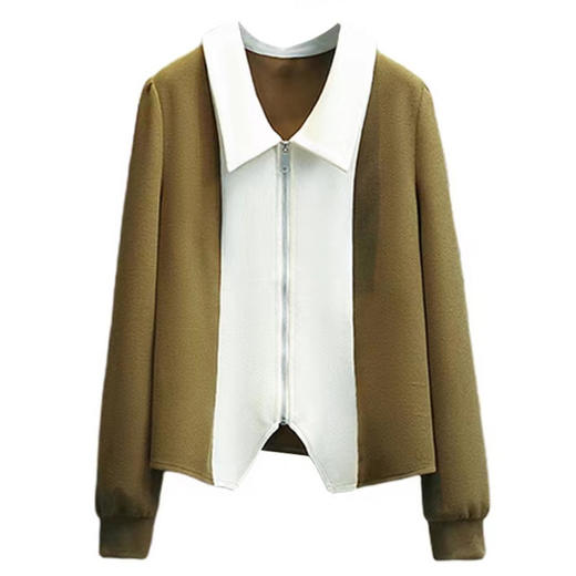 春秋新款【polo领打底衫】大码女装内搭T恤 胖mm显瘦 撞色长袖短款上衣 商品图6