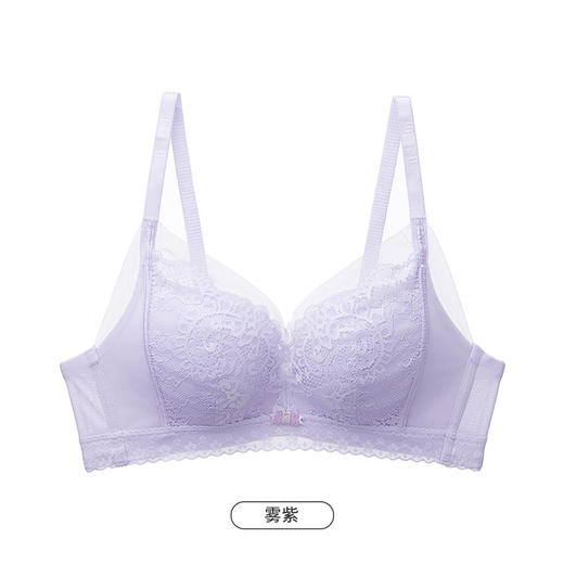 都市丽人自然舒适3D创新花形杯内衣女蕾丝文胸B杯适穿3/4杯薄款无钢圈三排扣LB42C7 商品图11