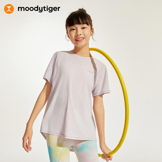 【专属】moodytiger24年夏新女童Lattice短袖夏季休闲圆领透气宽松T恤42210110 商品图0