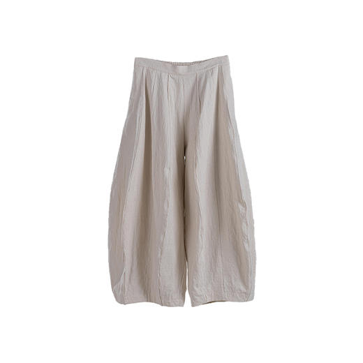 绽放018朵/2024新款文艺立体浮雕压花半松紧腰双层纯棉阔腿灯笼裤 商品图4