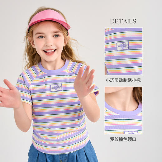 笛莎Deesha T恤2024夏季新款时尚条纹短袖T恤 商品图1