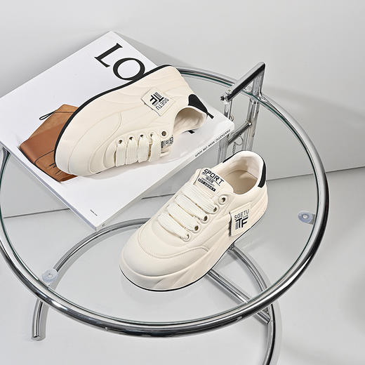 2024经典鲨春季新款时尚厚底溶解带标小白鞋KW160-D17121 商品图1
