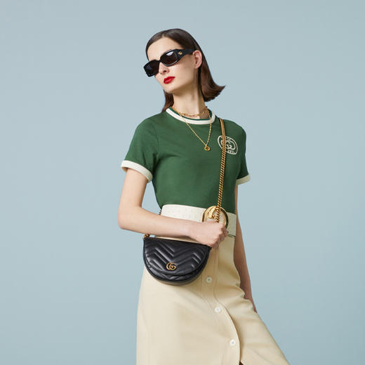 GUCCI 古驰 女士 GG Marmont系列 绗缝皮革链条迷你手袋 黑色 746431 DTDHT 1000 商品图3