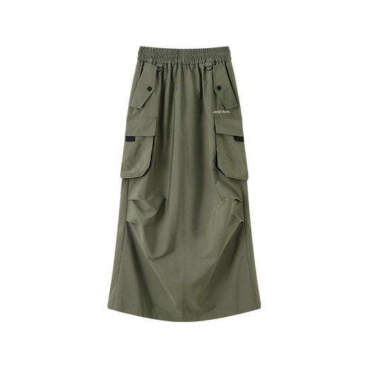 YKYB复古bella工装机能半身裙女2025春季新款撞色抽绳中长工装裙 商品图3