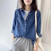 MOMMY KIKO 2024春款天丝莱赛尔蓝色薄款牛仔衬衫复古气质上衣-N2114 商品缩略图5