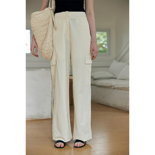 HeyDress工装天丝阔腿裤女春夏高腰双兜宽松显瘦休闲裤百搭长裤子 商品图0