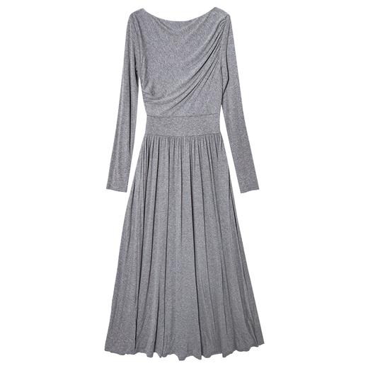 西嘉C+IMPRESS/西嘉抽褶长袖针织连衣裙女士显瘦纸片人天丝一字领LYQ2401081 商品图4