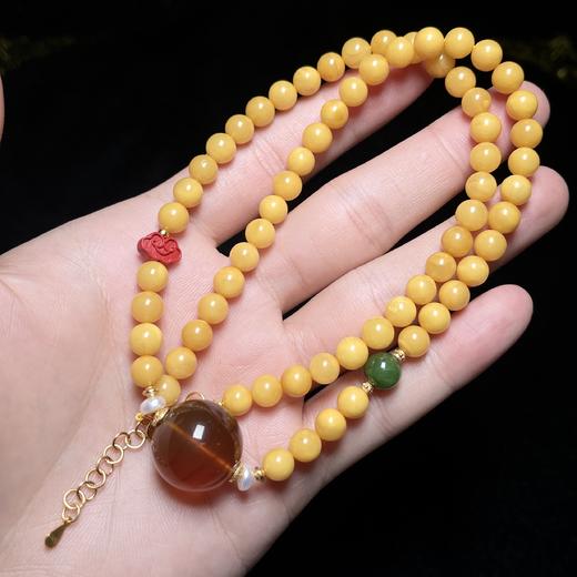 蜜蜡项链-DIY如意蜜蜡棕红圆珠6 商品图0