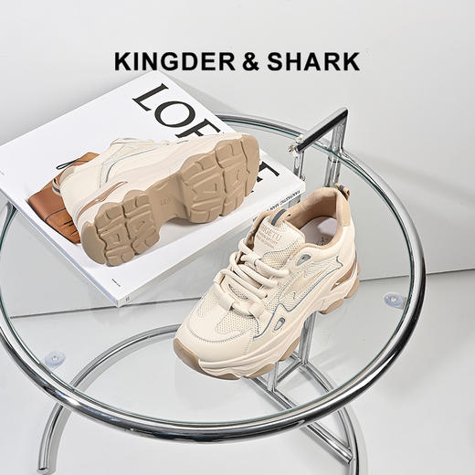 2024经典鲨春季女士新款运动厚底时髦小个子必备老爹鞋KW160-D17111 商品图0