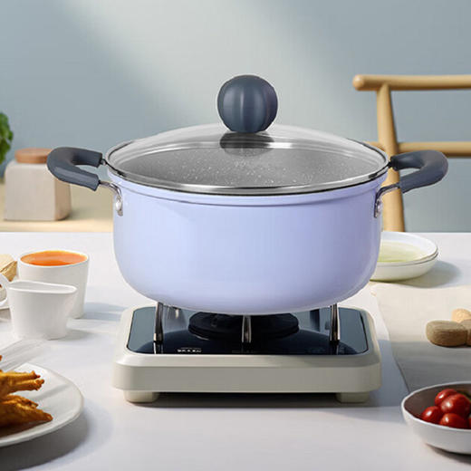 炊大皇（COOKER KING）汤锅不粘锅 匠紫22cm麦饭石双耳炖锅煲汤煮面 电磁炉通用JZ22TG 商品图4