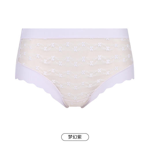 都市丽人基础系列蕾丝网布内裤女蕾丝女士内裤中腰平角内裤LK45C1 商品图11