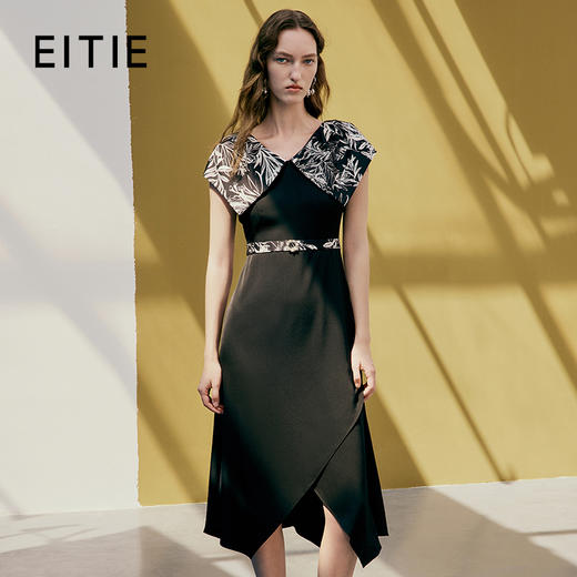 EITIE爱特爱夏季新款气质时尚高腰拼接连衣裙7407170 商品图0