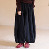 绽放018朵/2024新款文艺立体浮雕压花半松紧腰双层纯棉阔腿灯笼裤 商品缩略图0