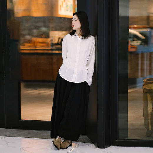 绽放018朵/2024新款文艺立体浮雕压花半松紧腰双层纯棉阔腿灯笼裤 商品图3