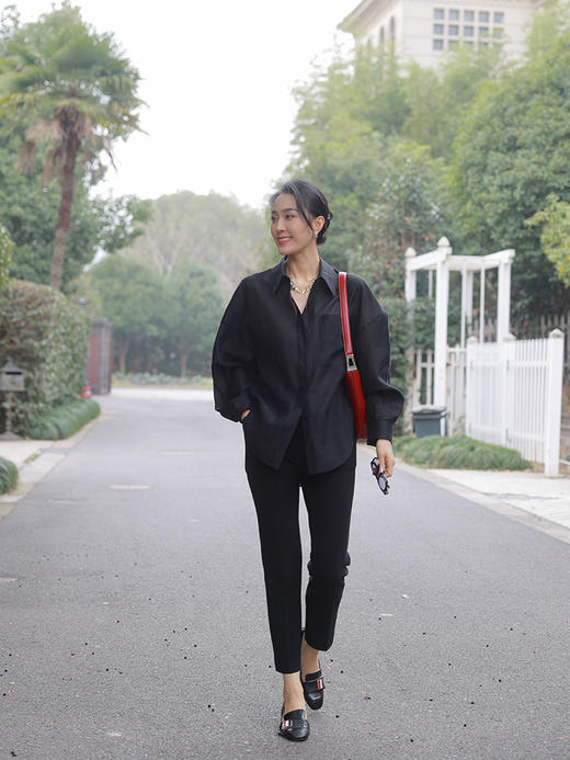 “身披氤氲” 莱赛尔&亚麻混纺 松弛感宽松纱感衬衫 商品图3