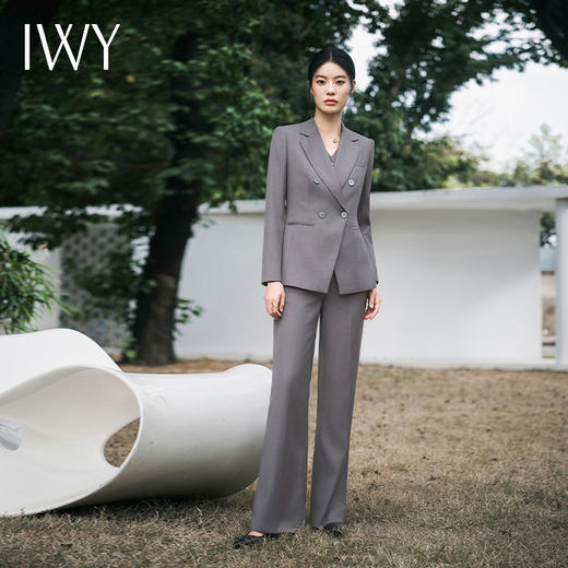 IWY/春秋时尚干练灰色西装马甲三件套气质商务总裁正装通勤工作服C14224+P24224+M14224 商品图1