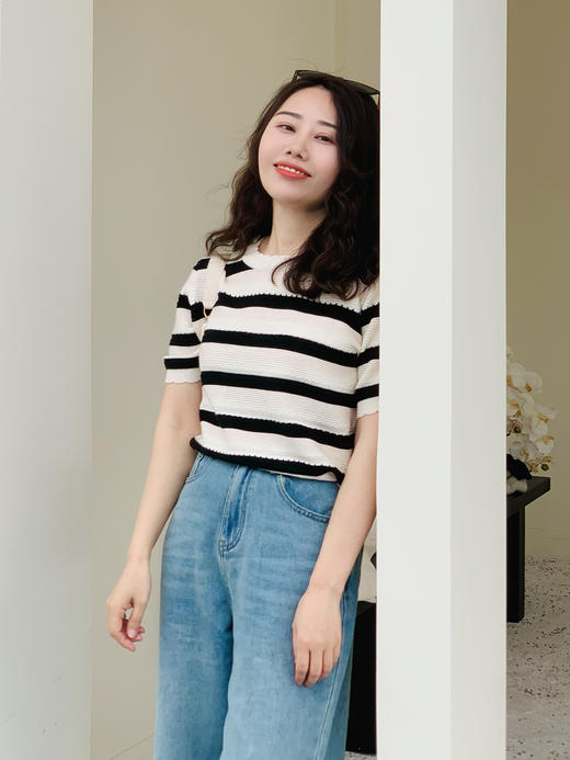 【百图lulu定制】【棉花糖针织衫】花瓣领 柔软 多彩条纹针织衫 商品图11