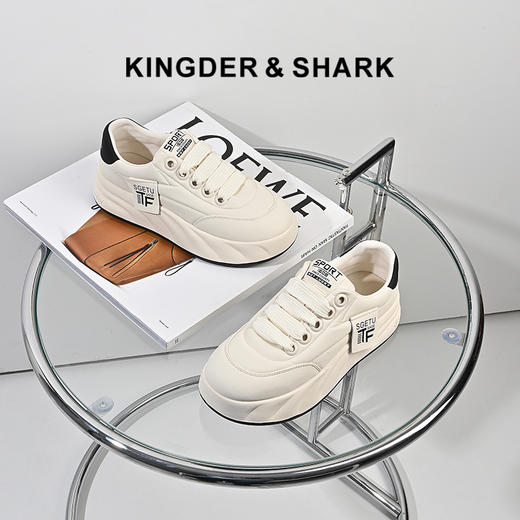 2024经典鲨春季新款时尚厚底溶解带标小白鞋KW160-D17121 商品图0