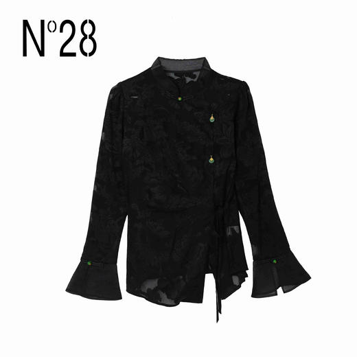 【破价】"烧花衬衫"喇叭袖新中式衬衫别致设计修身长袖上衣9A11S004 商品图2