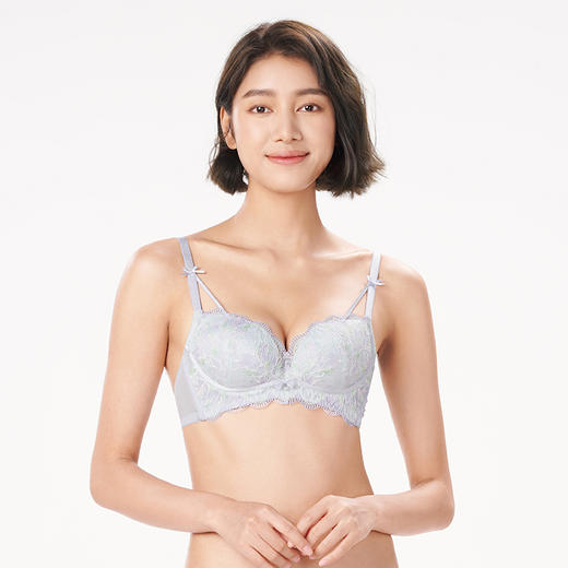 都市丽人自然舒适内衣女蕾丝文胸B杯适穿3/4杯中厚无钢圈三排扣LB41C5 商品图1
