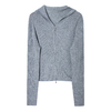 西嘉C+IMPRESS/西嘉45支14针羊毛连帽针织上衣女修身双头拉链开衫外套MY2401108 商品缩略图4