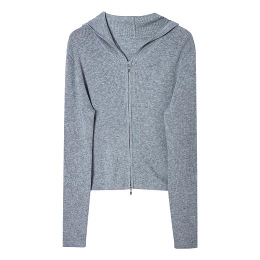 西嘉C+IMPRESS/西嘉45支14针羊毛连帽针织上衣女修身双头拉链开衫外套MY2401108 商品图4