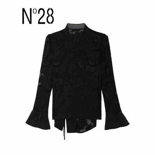 【破价】"烧花衬衫"喇叭袖新中式衬衫别致设计修身长袖上衣9A11S004 商品图3