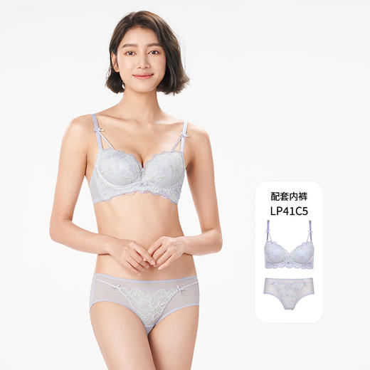都市丽人自然舒适内衣女蕾丝文胸B杯适穿3/4杯中厚无钢圈三排扣LB41C5 商品图4