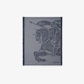 BURBERRY 巴宝莉 男女通用马术骑士徽标羊毛混纺围巾 蓝色 8083296 A1474