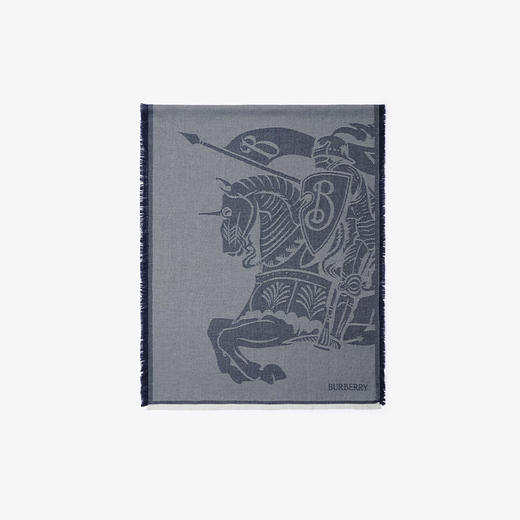 BURBERRY 巴宝莉 男女通用马术骑士徽标羊毛混纺围巾 蓝色 8083296 A1474 商品图0